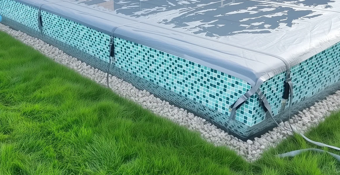 Покрывало для бассейна под снегом — защита зимой в Мурманске